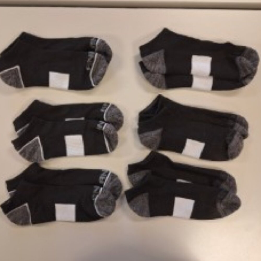 AND1 no show socks. Bundle of 6. Black with grey accents.